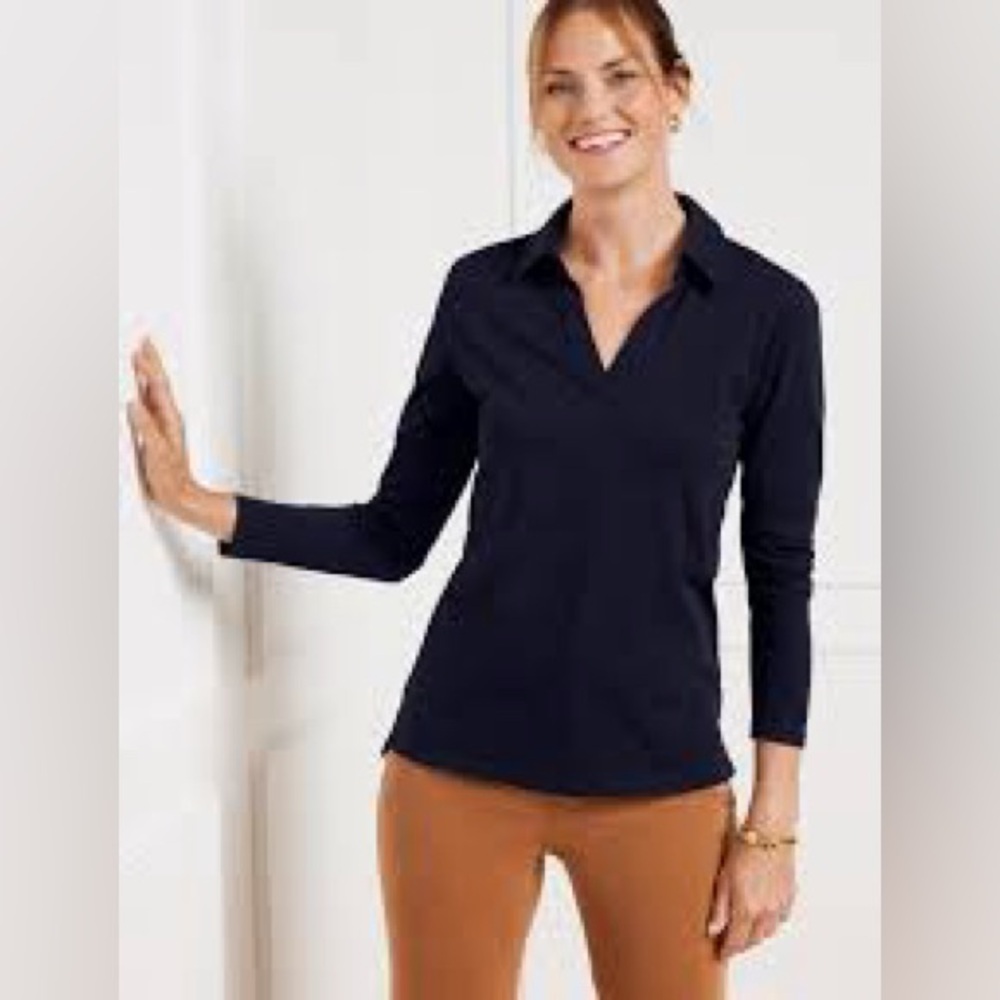 NWT Talbot’s Ribbed Johnny Collar Top in Black